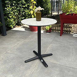 Paris Prix Table de Jardin Ronde en Terrazzo Bistro 60cm Blanc