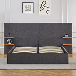 Paris Prix Lit Coffre Avec Tablettes & USB Mike 160x200cm Gris