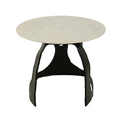 Mes Table d'appoint ronde 51x38 cm en pierre et aluminium noir