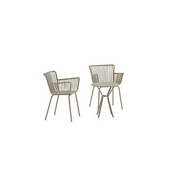 Paris Prix Ensemble Table de Jardin & 2 Chaises Sifnos 60cm Beige