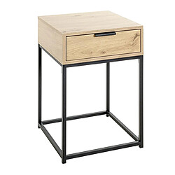 Paris Prix Table de Chevet Carrée 1 Tiroir Maluma 60cm Naturel & Noir