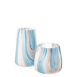 Paris Prix Photophore Design en Verre Quinton 20cm Bleu