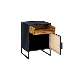 Paris Prix Table de Chevet Avec Porte Rickey 59cm Noir & Naturel