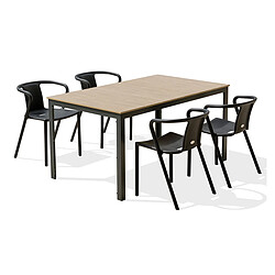 Paris Prix Ensemble Table de Jardin & 4 Fauteuils Boston & Diego 150cm Gris Anthracite