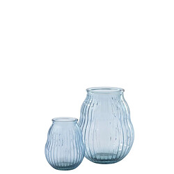 Paris Prix Photophore Design en Verre Ligné 35cm Bleu