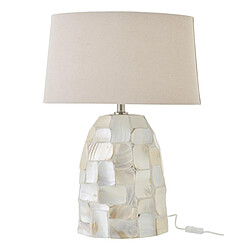 Paris Prix Lampe à Poser Coquillage Effet Perlé 67cm Blanc Cassé