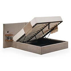 Paris Prix Lit Coffre Avec Tablettes & USB Mike 140x190cm Taupe