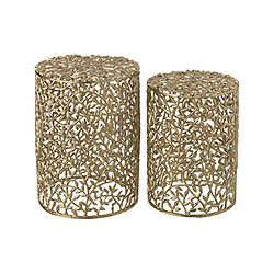 Mes Lot de 2 tables d'appoint rondes 33 et 37 cm en aluminium doré