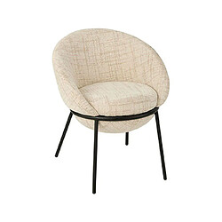 Mes Chaise design en tissu texturé beige et métal noir - EGYZ