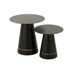 Mes Lot de 2 tables d'appoint rondes 40 et 50 cm en métal noir et doré