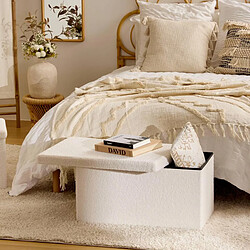 Avis Atmosphera Pouf Coffre Double Bouclette Jaiko 76cm Blanc