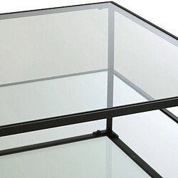 Mes Table basse carrée 80x36 cm en verre et métal noir - LUKA pas cher