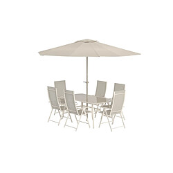 Avis Paris Prix Ensemble Table de Jardin & 6 Chaises Brekki 150cm Beige