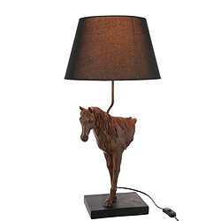 Paris Prix Lampe à Poser Cheval Face Ronny 70cm Marron Foncé