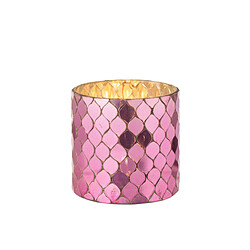 Paris Prix Photophore Mosaïque en Verre Pop 12cm Fuchsia