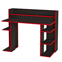 Paris Prix Bureau Avec Étagères Kentin 124cm Noir & Rouge