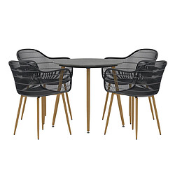 Paris Prix Ensemble Table de Jardin & 4 Chaises Anafi 80cm Noir