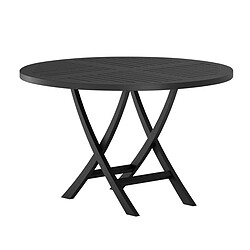 Paris Prix Table de Jardin Ronde Kenya 120cm Noir
