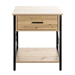 Paris Prix Table de Chevet 1 Tiroir Jodi 60cm Naturel & Noir