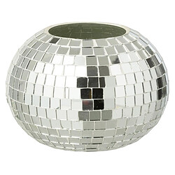 Paris Prix Photophore Mosaïque en Verre Disco 16cm Argent