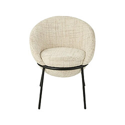 Mes Chaise design en tissu texturé beige et métal noir - EGYZ