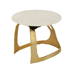 Mes Table d'appoint ronde 51x38 cm en pierre et aluminium doré