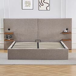 Paris Prix Lit Coffre Avec Tablettes & USB Mike 160x200cm Taupe