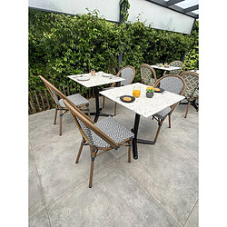 CITY GARDEN Ensemble Table de Jardin en Terrazzo & 2 Chaises Bistro 70cm Bleu pas cher