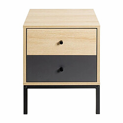 Paris Prix Table de Chevet 2 Tiroirs Tom 50cm Naturel & Anthracite