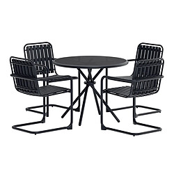 Paris Prix Ensemble Table de Jardin & 4 Chaises Chios 90cm Noir