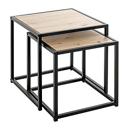 Paris Prix Lot de 2 Tables d'Appoint Lucia 41cm Naturel & Noir