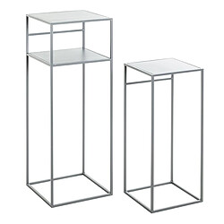 Paris Prix Lot de 2 Sellettes en Métal Brise 85cm Gris