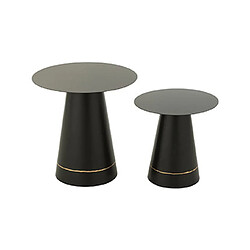 Mes Lot de 2 tables d'appoint rondes 40 et 50 cm en métal noir et doré