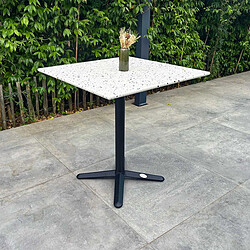 Paris Prix Table de Jardin Carrée en Terrazzo Bistro 70cm Blanc