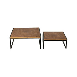 Avis Mes Lot de 2 tables basses gigognes 64 et 85 cm en sapin et métal noir