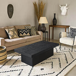 Paris Prix Table Basse 2 Tiroirs Ethnique 120cm Noir pas cher