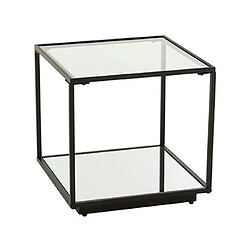 Mes Table basse carrée 50x50 cm en verre et métal noir - LUKA