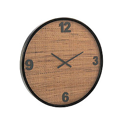 Mes Horloge 80 cm en rotin et verre noir et marron