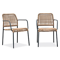 Paris Prix Lot de 2 Fauteuils de Jardin Marceau 78cm Naturel