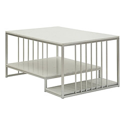 Avis Paris Prix Table Basse en Marbre Kayseri 90cm Argent & Blanc