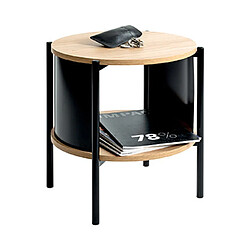 Mes Table d'appoint double plateau 44x44 cm en bois et métal noir - ERZKA