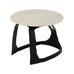 Mes Table d'appoint ronde 51x38 cm en pierre et aluminium noir