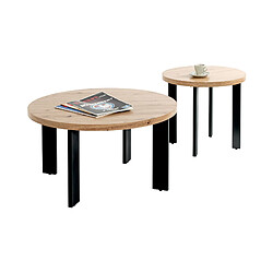 Acheter Mes Table basse ronde 46x50 cm en bois et structure acier - KAEL