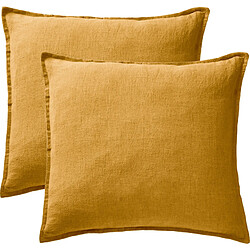 Lot de 2 taies d'oreiller "Soline" 60 x 60 cm & 50 x 70 cm "Lin lavé" l'Effet Papillon