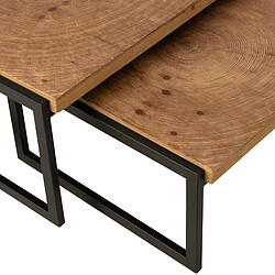 Mes Lot de 2 tables basses gigognes 64 et 85 cm en sapin et métal noir pas cher