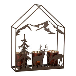 Paris Prix Photophore Maison en Métal Chalet 29cm Marron
