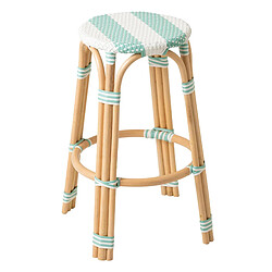 Paris Prix Tabouret de Bar en Rotin Reyes 66cm Bleu & Blanc