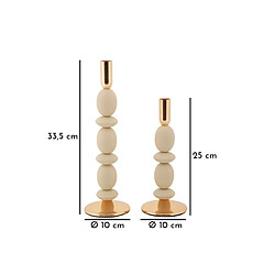Paris Prix Lot de 2 Chandeliers Shuttle 33cm Crème & Or pas cher