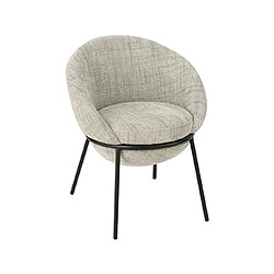 Mes Chaise design en tissu texturé gris clair et métal noir - EGYZ