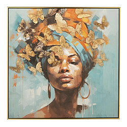 Paris Prix Tableau Déco Femme Papillon 82x82cm Multicolore